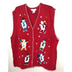 Victoria Jones Woman Red Christmas Polar Bear Sweater Vest Size 4XL